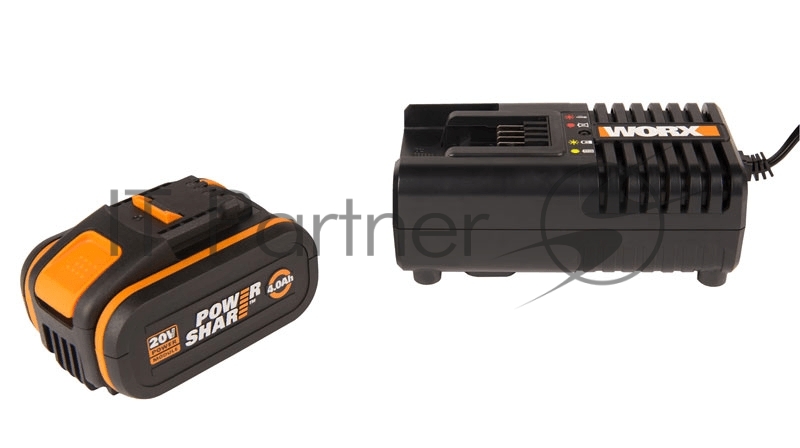 Комплект WORX 3604: 1 аккумулятор 4 Ач и зарядное устройство на 2 Ач.
