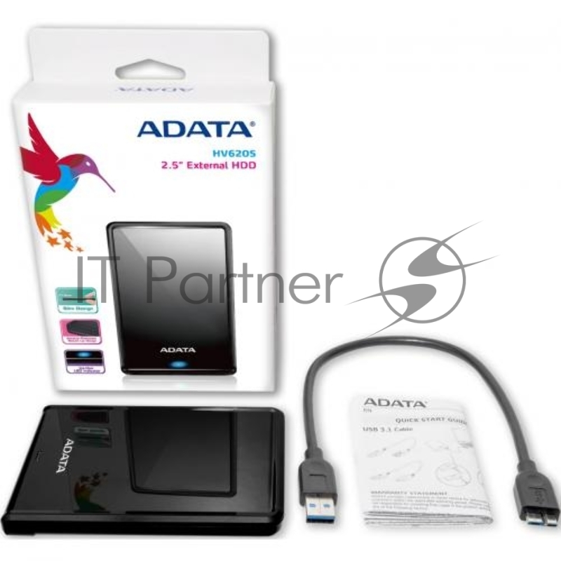 Внешний жесткий диск 2.5 4TB ADATA HV620 Slim AHV620S-4TU31-CBK USB 3.0, 21mm, Black, Retail