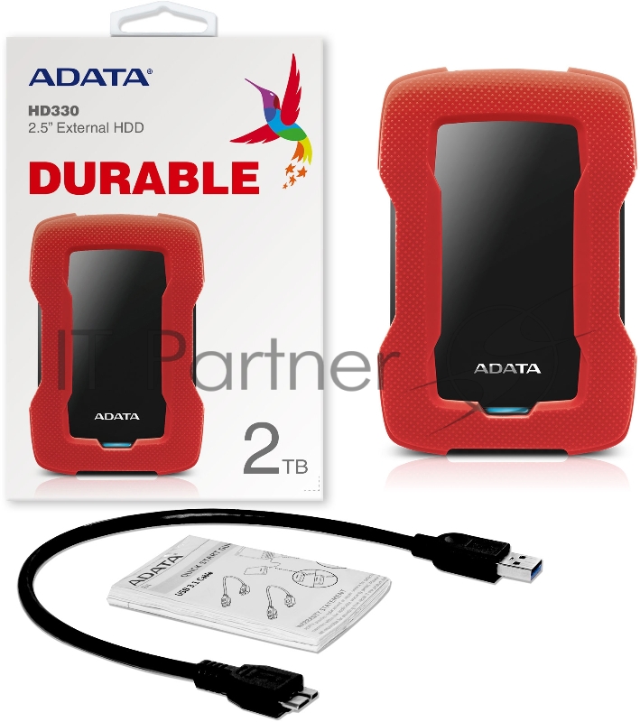 Внешний жесткий диск 2TB ADATA HD330, 2,5 , USB 3.1, красный