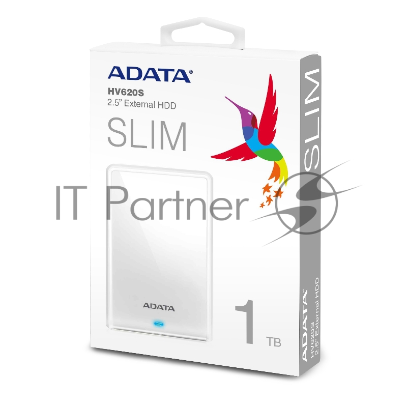 Внешний жесткий диск 1TB ADATA HV620S, 2,5 , USB 3.1, Slim, белый