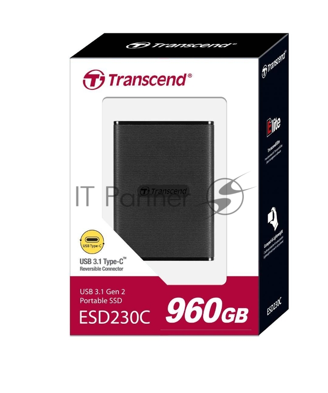 SSD External Transcend 960Gb ESD230C <TS960GESD230C> (USB3.1 gen.2, Type C, 500/400Mbs, 3D TLC)