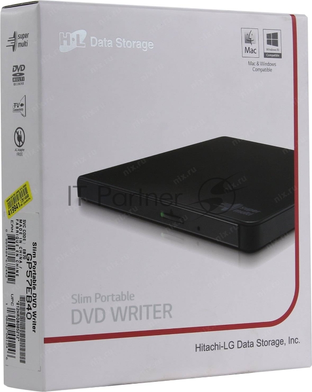 Привод DVD-RW LG GP57ES40 серебристый USB внешний