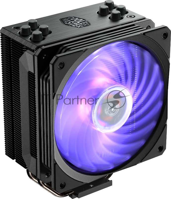 Кулер Cooler Master Hyper 212 RGB Black Edition with 1700 (150W, 4-pin, 158.8mm, tower, Al/Cu, RGB, fans: 1x120mm/59CFM/30dBA/2000rpm, 2066/2011-v3/2011/1700/1366/12
