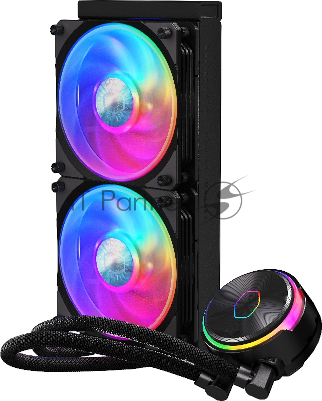 Водяное охлаждение Cooler Master MasterLiquid PL240 Flux (240W, 240mm, ARGB, fans:2x120mm/72.37CFM/32dBa/23 2066/2011-v3/2011/1700/1200/11