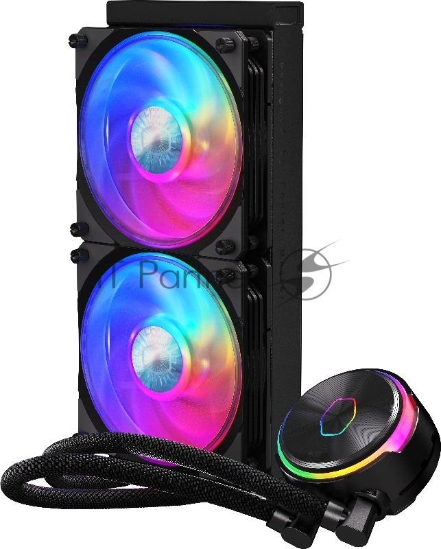 Водяное охлаждение Cooler Master MasterLiquid PL240 Flux (240W, 240mm, ARGB, fans:2x120mm/72.37CFM/32dBa/23 2066/2011-v3/2011/1700/1200/11