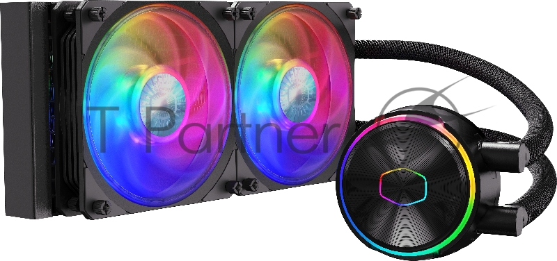 Водяное охлаждение Cooler Master MasterLiquid PL240 Flux (240W, 240mm, ARGB, fans:2x120mm/72.37CFM/32dBa/23 2066/2011-v3/2011/1700/1200/11