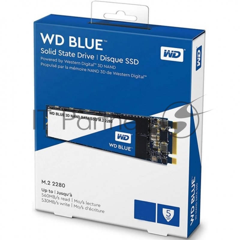 Накопитель SSD Western Digital M.2 500GB WD Blue (R530/W560Mb/s, TLC, SATA) (WDS500G2B0B)