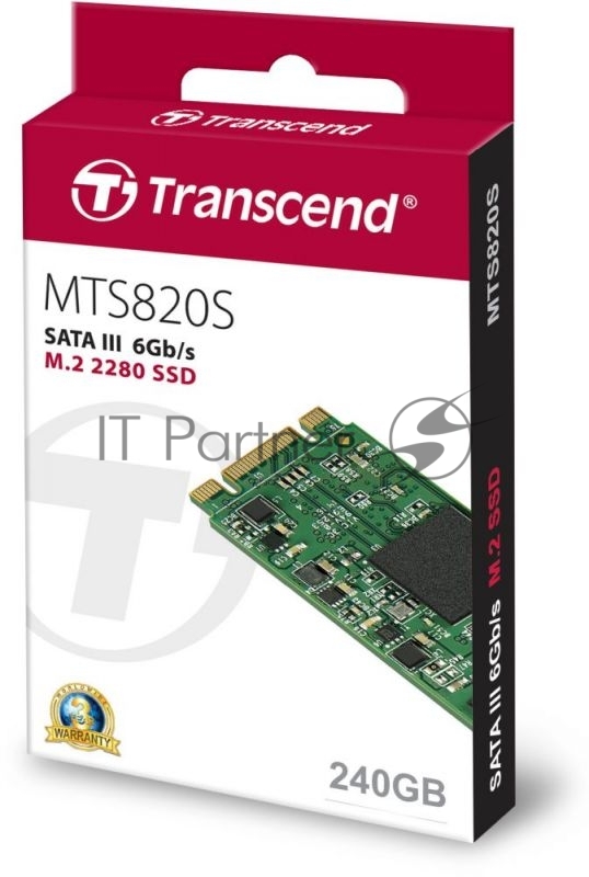 Жесткий диск SSD M.2 Transcend 240Gb MTS820 (SATA3, up to 560/340MBs, 85000 IOPs, 3D TLC, 22х80мм) <TS240GMTS820S>