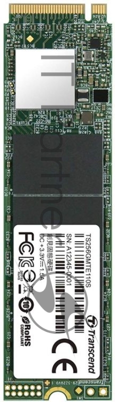 Твердотельный диск 256GB Transcend MTE110S, 3D TLC NAND, M.2 2280,PCIe Gen3x4, DRAM-less