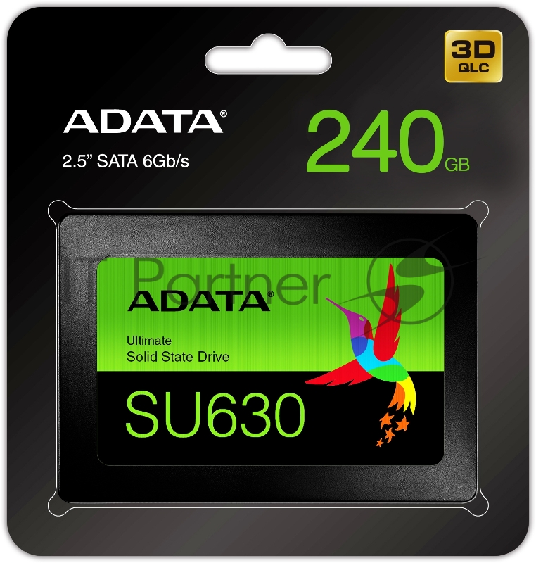 SSD накопитель 240GB ADATA SU630SS Client SSD ASU630SS-240GQ-R SATA 6Gb/s, 520/450, IOPS 30/65K, MTBF 1.5M, 3D QLC, 50TBW, RTL