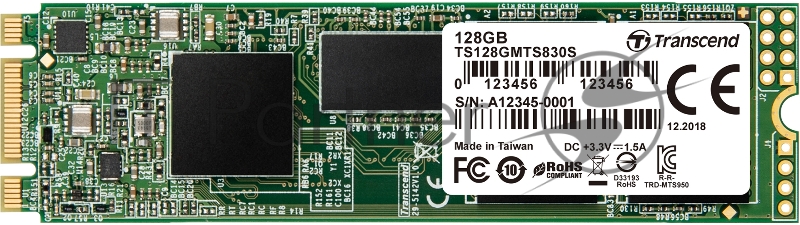 Твердотельный накопитель Transcend 128GB M.2 SSD MTS 830 series (22x80mm) with DRAM cache R/W 560/530 MB/s