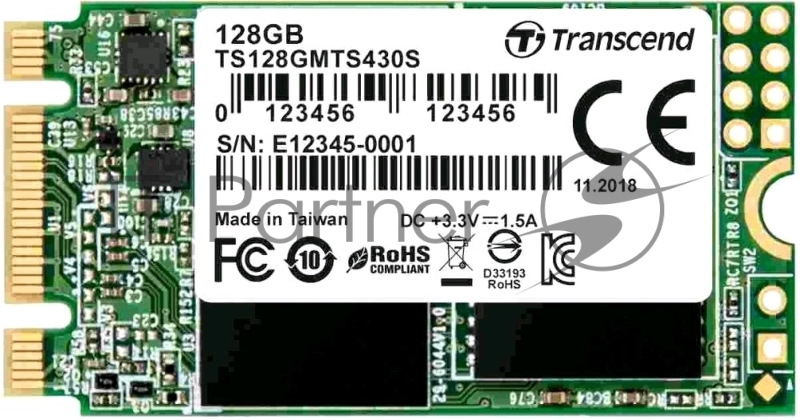 Накопитель SSD Transcend M.2 MTS430 SATA-III 256GB <TS256GMTS430S> 3D NAND TLC