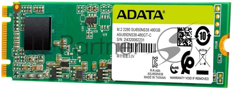 Твердотельный накопитель SSD M.2 2280 ADATA 480GB Ultimate SU650 (ASU650NS38-480GT-C) SATA 6Gb/s, 550/510, IOPS 80/60K, MTBF 2M, 3D TLC, 210TBW, RTL