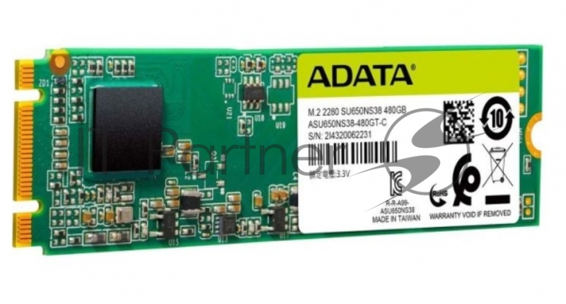 Твердотельный накопитель SSD M.2 2280 ADATA 480GB Ultimate SU650 (ASU650NS38-480GT-C) SATA 6Gb/s, 550/510, IOPS 80/60K, MTBF 2M, 3D TLC, 210TBW, RTL