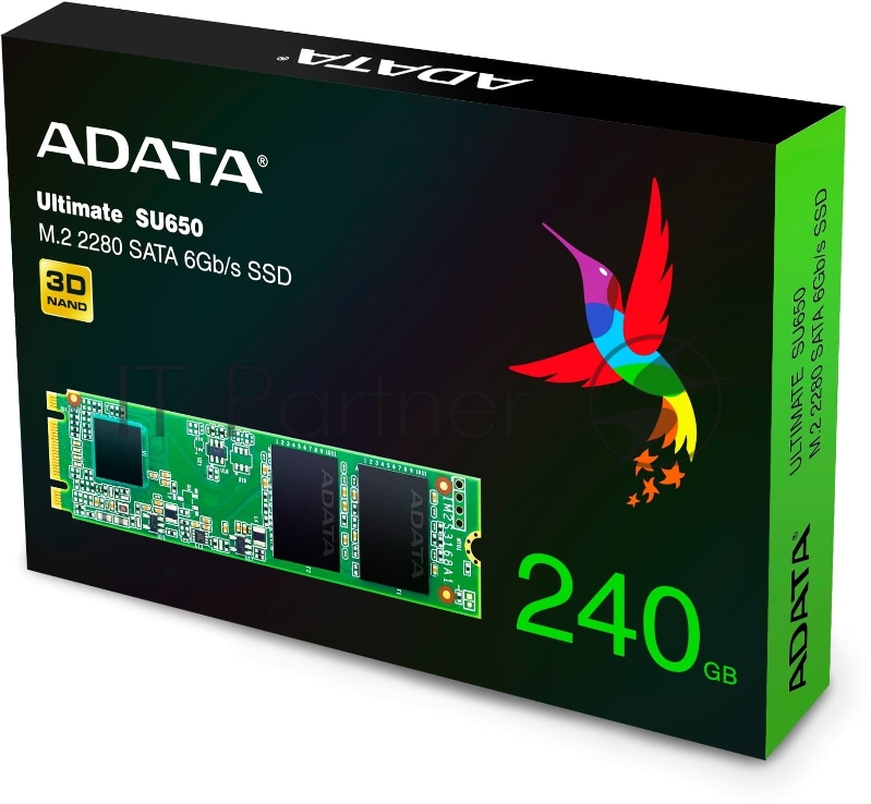 SSD накопитель M.2 2280 240GB ADATA SU650 Client SSD ASU650NS38-240GT-C SATA 6Gb/s, 550/500, IOPS 80/60K, MTBF 2M, 3D TLC, 140TBW, RTL