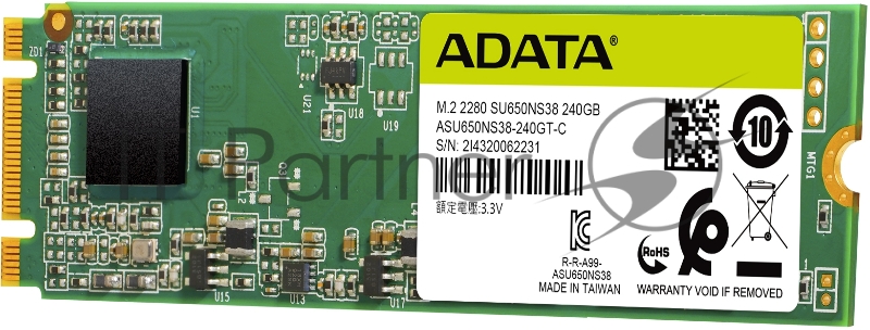 SSD накопитель M.2 2280 240GB ADATA SU650 Client SSD ASU650NS38-240GT-C SATA 6Gb/s, 550/500, IOPS 80/60K, MTBF 2M, 3D TLC, 140TBW, RTL