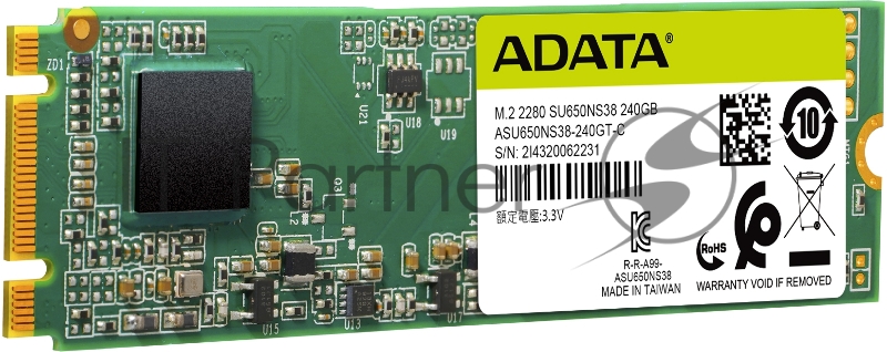 SSD накопитель M.2 2280 240GB ADATA SU650 Client SSD ASU650NS38-240GT-C SATA 6Gb/s, 550/500, IOPS 80/60K, MTBF 2M, 3D TLC, 140TBW, RTL