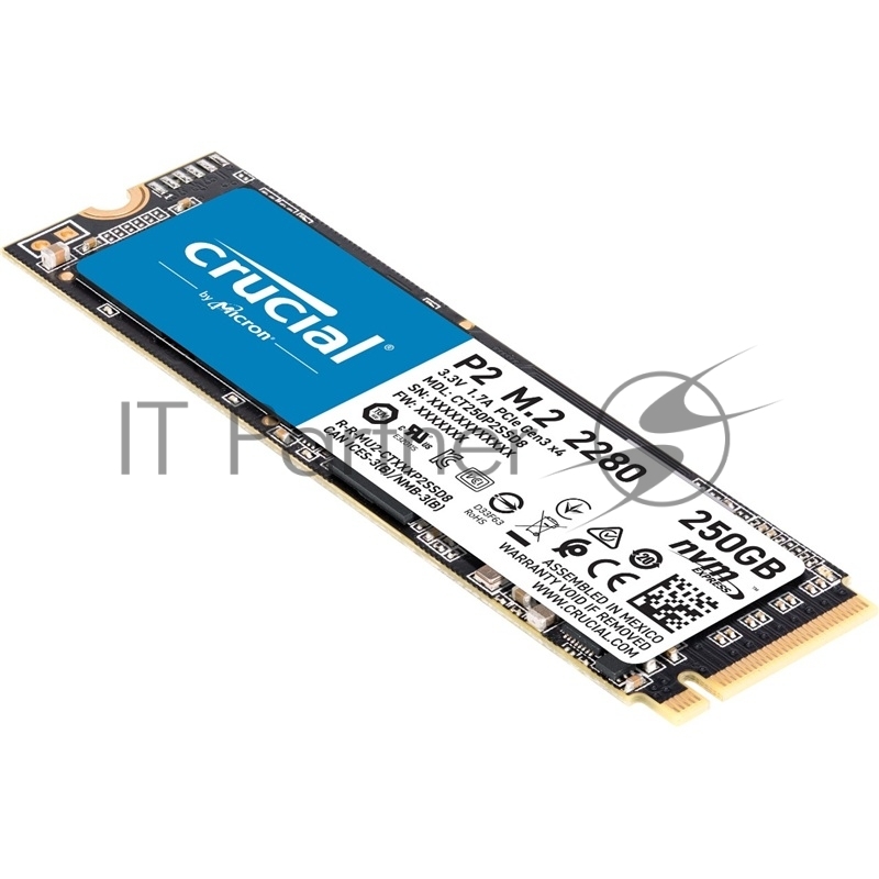 SSD накопитель Crucial P2 SSD 250GB, M.2 (2280), PCIe Gen 3.0, NVMe, R2100/W1150, 150 TBW
