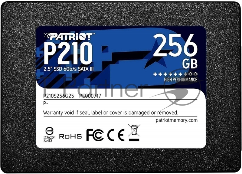 SSD накопитель Patriot 2.5 256GB P210 <P210S256G25> (SATA3, up to 500/400Mbs, 3D TLC, 7mm)