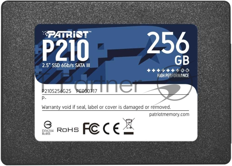 SSD накопитель Patriot 2.5 256GB P210 <P210S256G25> (SATA3, up to 500/400Mbs, 3D TLC, 7mm)