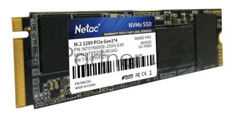 Накопитель SSD Netac M.2 2280 N950E Pro NVMe PCIe 250GB NT01N950E-250G-E4X
