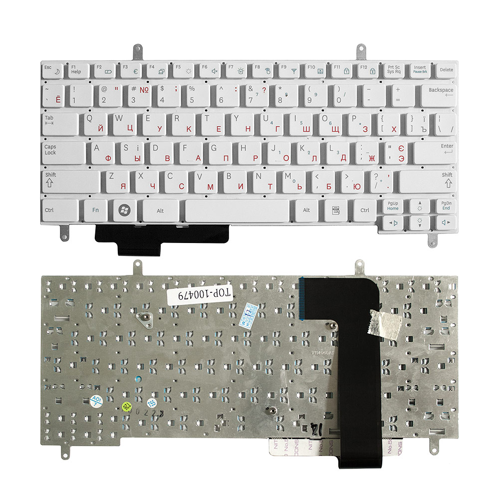 Клавиатура для ноутбука Samsung N210, N220 Series. Плоский Enter. Белая, без рамки. V114060AS1, CNBA5902706AB.