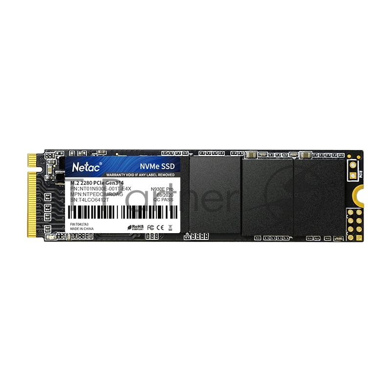 Накопитель SSD M.2 Netac 1.0Tb N930E Pro Series <NT01N930E-001T-E4X> Retail (PCI-E 3.1 x4, up to 2080/1700MBs, 3D TLC/QLC, NVMe 1.3, 22х80mm)