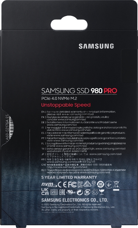 SSD накопитель Samsung 250GB 980 PRO, V-NAND 3-bit MLC, Elpis, M.2 (2280) PCIe Gen 4.0 x4, NVMe 1.3c, R6400/W2700, IOPs 500 000/600 000