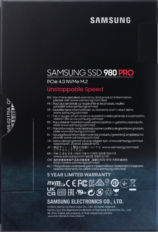 SSD накопитель Samsung 250GB 980 PRO, V-NAND 3-bit MLC, Elpis, M.2 (2280) PCIe Gen 4.0 x4, NVMe 1.3c, R6400/W2700, IOPs 500 000/600 000