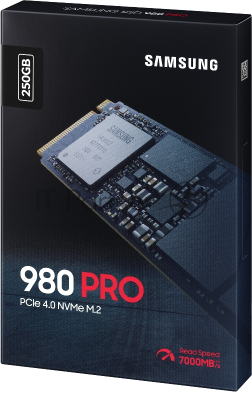 SSD накопитель Samsung 250GB 980 PRO, V-NAND 3-bit MLC, Elpis, M.2 (2280) PCIe Gen 4.0 x4, NVMe 1.3c, R6400/W2700, IOPs 500 000/600 000