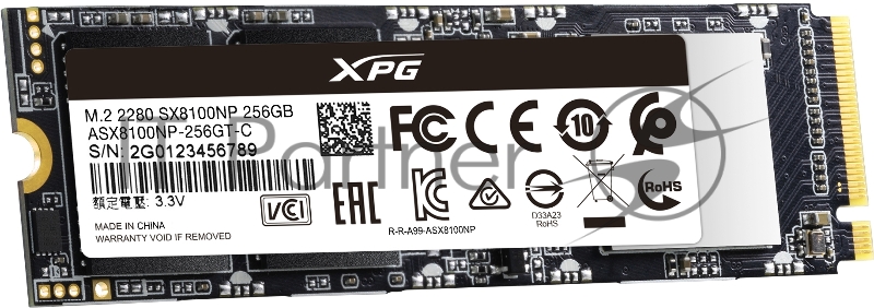 Накопитель SSD ADATA PCI-E x4 256Gb ASX8100NP-256GT-C XPG SX8100 M.2 2280