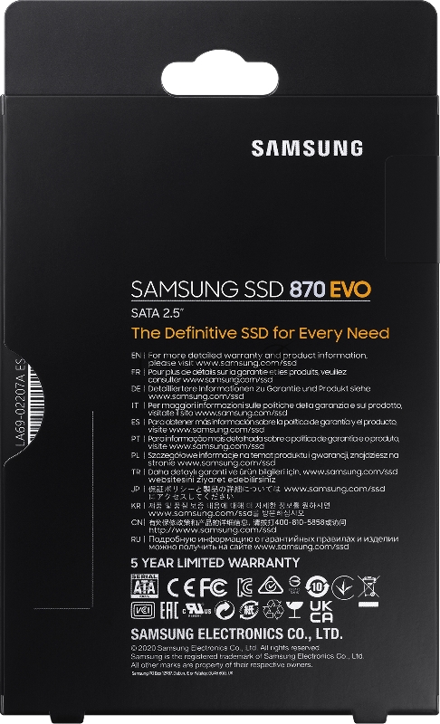 SSD накопитель SAMSUNG 250GB 870 EVO, V-NAND 3-bit MLC, MGX, 2.5 SATA 6Gb/s, R560/W530, IOPs 98000/88000