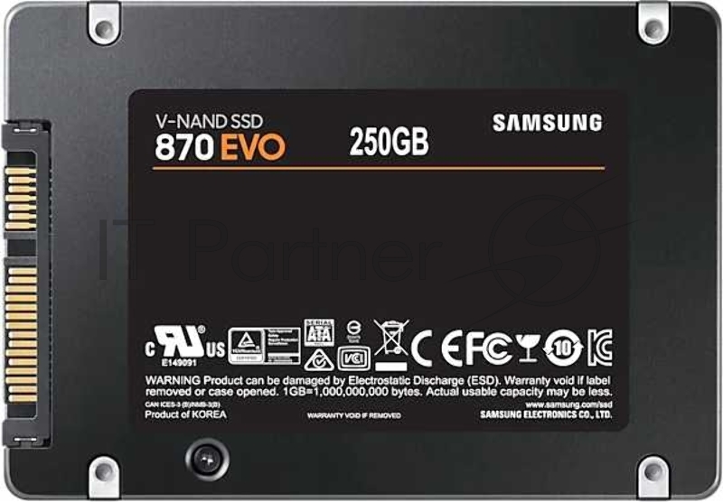 SSD накопитель SAMSUNG 250GB 870 EVO, V-NAND 3-bit MLC, MGX, 2.5 SATA 6Gb/s, R560/W530, IOPs 98000/88000