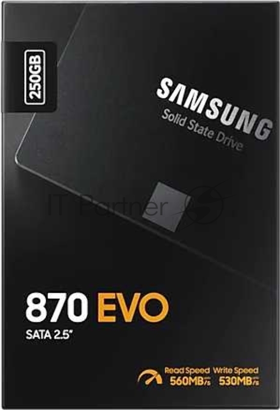 SSD накопитель SAMSUNG 250GB 870 EVO, V-NAND 3-bit MLC, MGX, 2.5 SATA 6Gb/s, R560/W530, IOPs 98000/88000