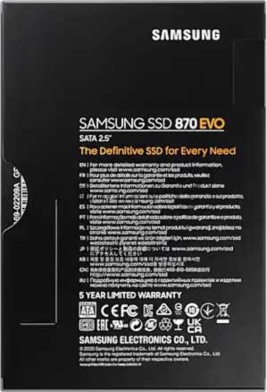 SSD накопитель SAMSUNG 250GB 870 EVO, V-NAND 3-bit MLC, MGX, 2.5 SATA 6Gb/s, R560/W530, IOPs 98000/88000