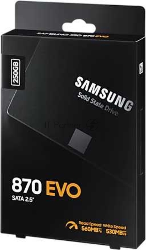 SSD накопитель SAMSUNG 250GB 870 EVO, V-NAND 3-bit MLC, MGX, 2.5 SATA 6Gb/s, R560/W530, IOPs 98000/88000