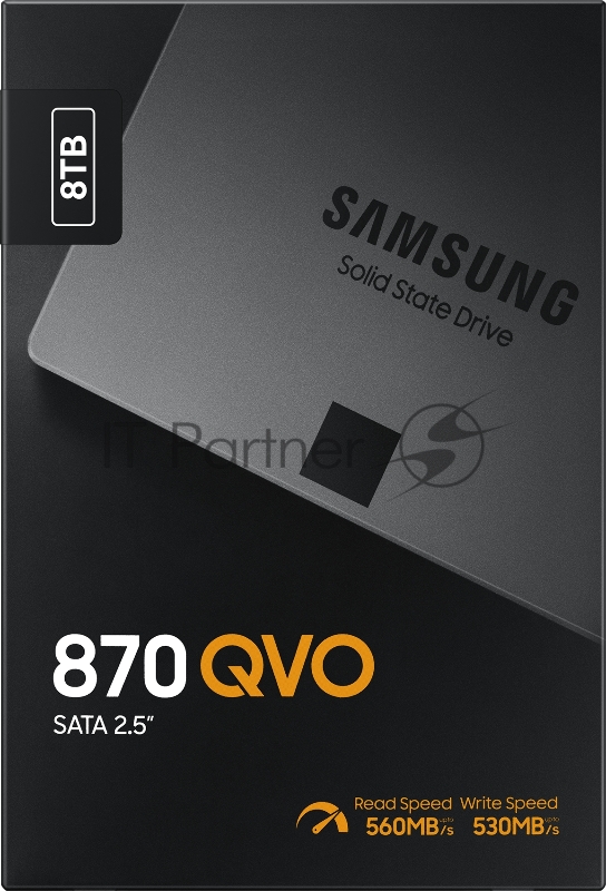 Твердотельный накопитель SSD 2.5 8TB Samsung 870 QVO Client SSD MZ-77Q8T0BW SATA 6Gb/s, 560/530, IOPS 98/88K, MTBF 1.5M, QLC, 4096MB, 2880TBW, 0.33DWPD, RTL (396014)