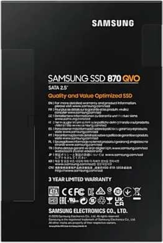Твердотельный накопитель SSD 2.5 8TB Samsung 870 QVO Client SSD MZ-77Q8T0BW SATA 6Gb/s, 560/530, IOPS 98/88K, MTBF 1.5M, QLC, 4096MB, 2880TBW, 0.33DWPD, RTL (396014)