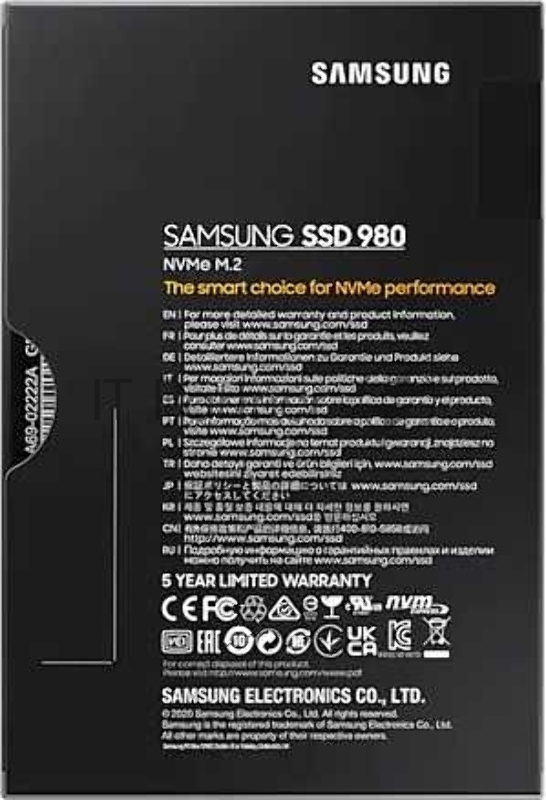 SSD накопитель M.2 (PCI-E NVMe) 1Tb Samsung 980 (R3500/W3000MB/s) (MZ-V8V1T0BW)