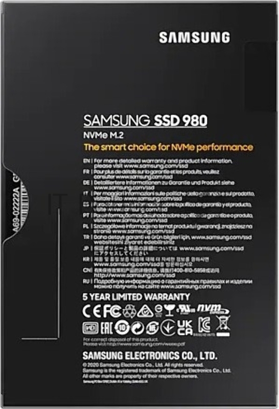SSD накопитель M.2 (PCI-E NVMe) 1Tb Samsung 980 (R3500/W3000MB/s) (MZ-V8V1T0BW)