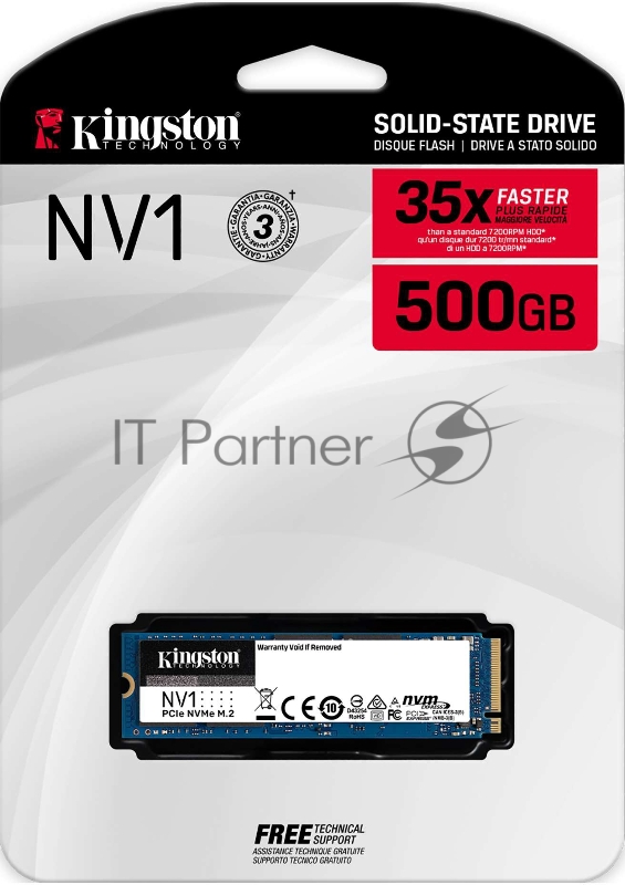 SSD накопитель 500GB Kingston NV1 M.2 2280 NVMe R/W 2100/1700MB/s 120TBW SNVS/500G