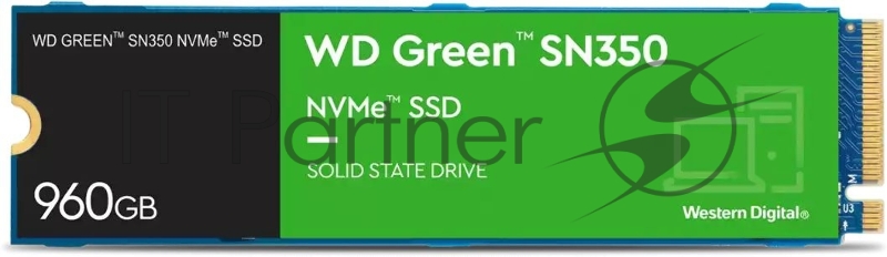 Твердотельный накопитель SSD WD Green SN350 NVMe WDS960G2G0C 960ГБ M2.2280 (TLC)