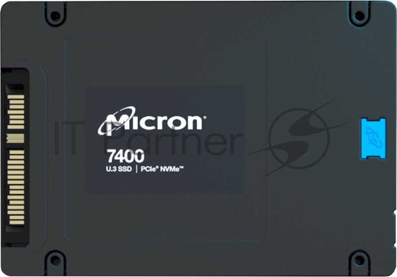 Твердотельный накопитель Micron 7400 PRO, 960GB, SSD, U.3, NVMe, PCIe 4.0 x4, 3D TLC, R/W 6500/1000MB/s, IOPs 240 000/60 000, 1700TBW, DWPD 1 (5 лет)