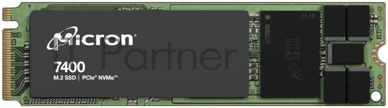 Твердотельный накопитель Micron 7400 PRO, 960GB, SSD, M.2(2280), NVMe, PCIe 4.0 x4, 3D TLC, R/W 4400/1000MB/s, IOPs 230 000/60 000, 1700TBW, DWPD 1 (5 лет)