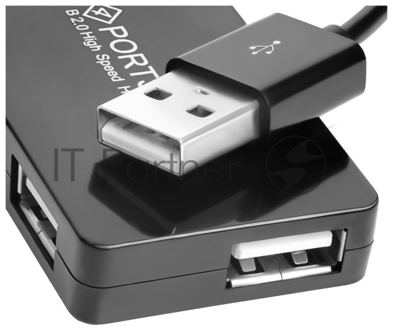 Хаб Greenconnect USB 2.0 GCR-UH244B на 4 порта 0,15m , black (GCR-UH244B)