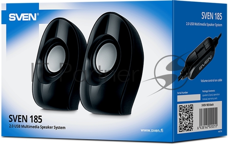 Колонки чёрные Sven 185 (2x3W, USB)