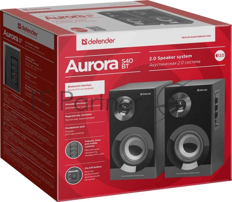 Колонки DEFENDER Aurora S40 BT 2.0 40Вт, bluetooth, 220В
