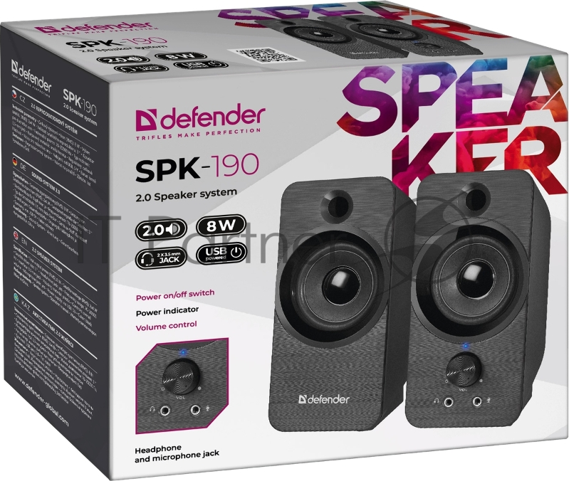 Акустическая система 2.0 SPK-190 BLACK 65190 DEFENDER