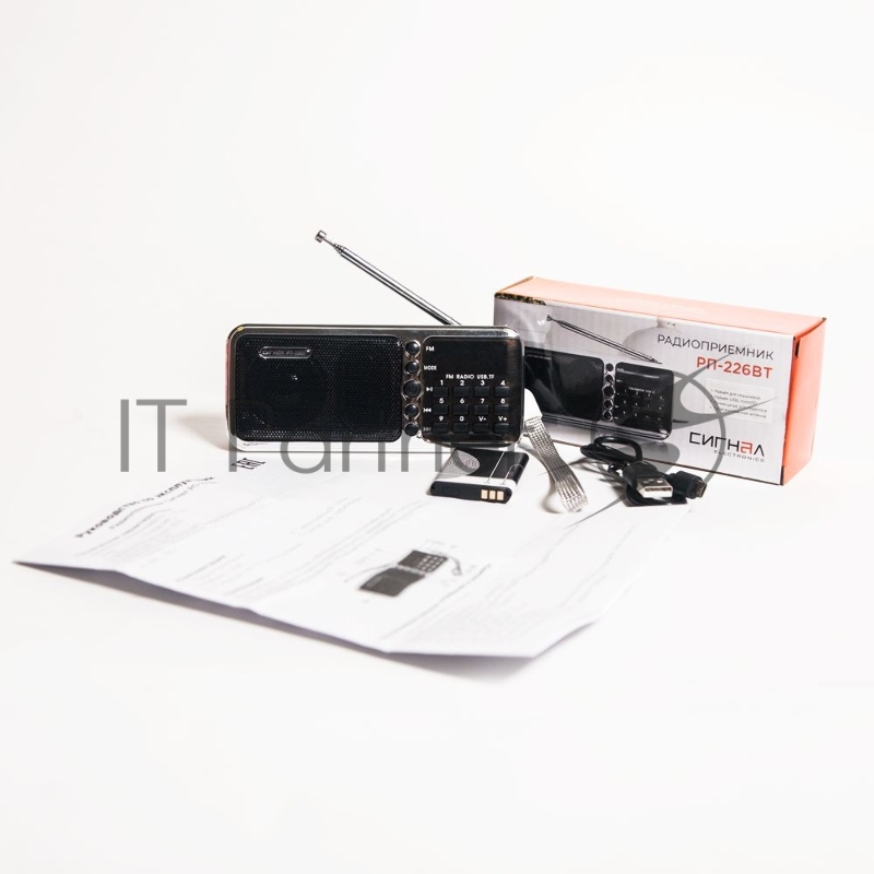Радиоприемник портативный Сигнал РП-226BT черный/серебристый USB microSD