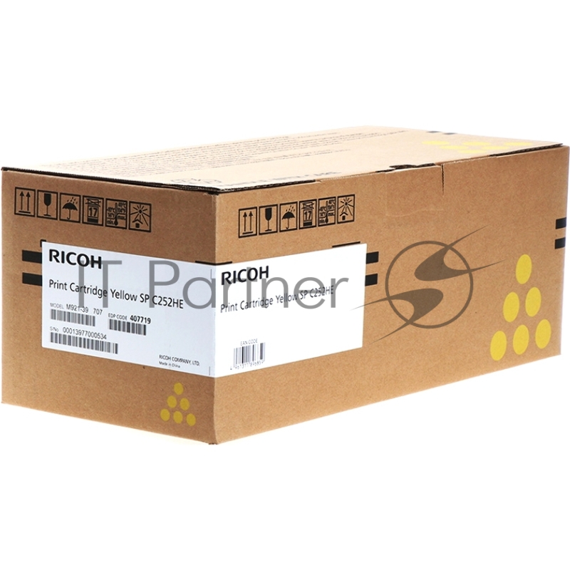 Тонер-картридж Ricoh тип SPC252HE желтый для SP C252DN/C252SF 6000 отп.